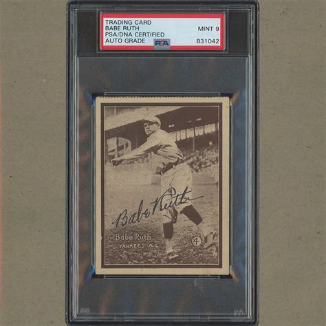 W Babe Ruth Throwing Autographed Card Psa Dna Mint Auto Only Ruth Signed