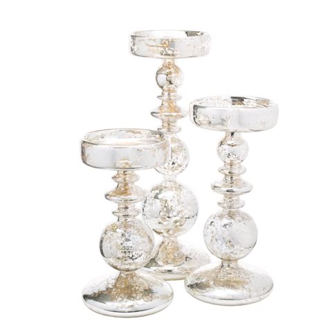 Richland Pillar Candle Holder Unique Mercury Bubble Set Of 3