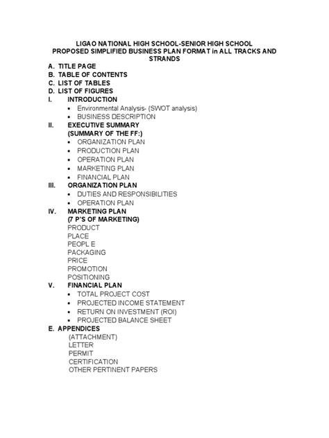 business plan format  expense financial services