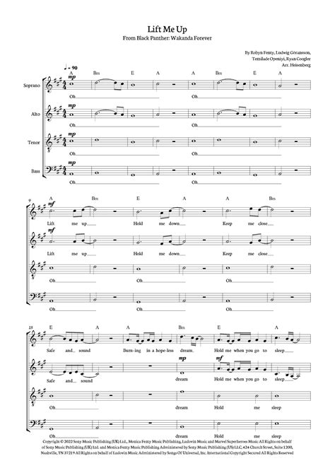 Lift Me Up Arr Heisenberg By Rihanna Sheet Music For Satb Choir At Sheet Music Direct