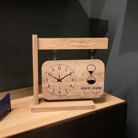 Custom Wood Desk Clock Personalized Clock Wood Desk Clock Modern