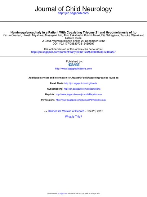 PDF Hemimegalencephaly In A Patient With Coexisting Trisomy 21 And