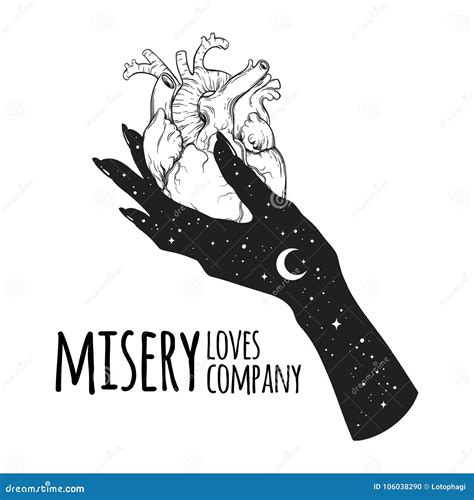Human Heart In Hand Of Misery, Obscurity, Depression. Misery Loves