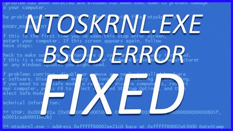 Fix The Ntoskrnl Exe Bsod Error In Windows Youtube