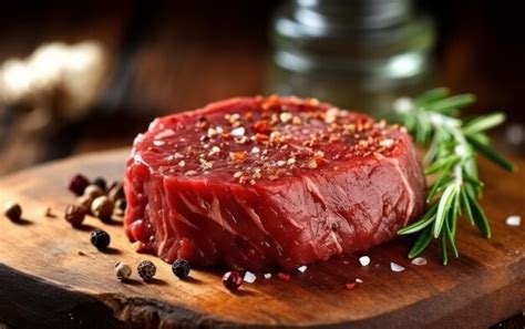 Premium Ai Image Raw Beef Filet Mignon Steak On A Wooden Board With