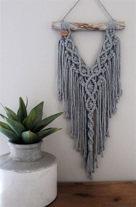 Stone Grey Macram Wall Hanging Home Dcor Bohemian Dcor Image 1 Macrame