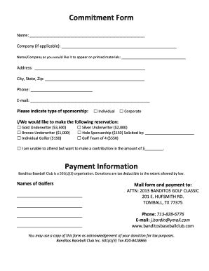 Commitment Form Fill Online Printable Fillable Blank Pdffiller