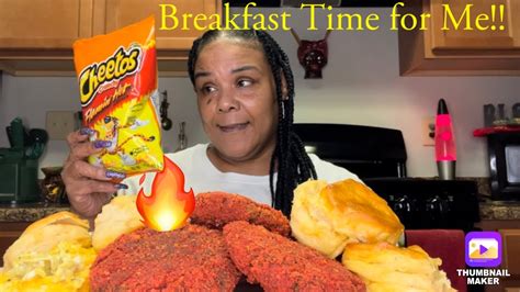 Flamin Hot Cheetos Fried Salmon Croquettes Cheesy Eggs Honey Buttered Biscuits Mukbang