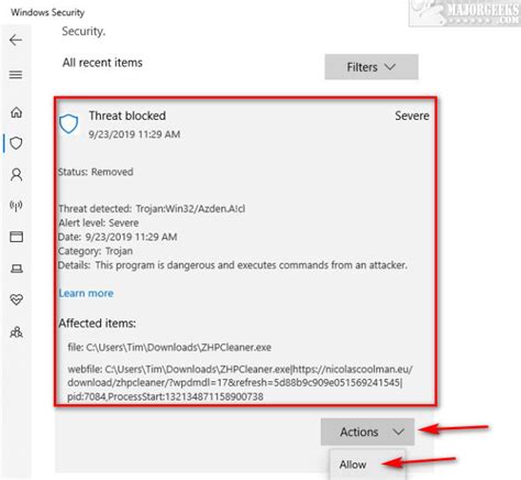 How To Manage Windows Defender Antivirus Found Threats Majorgeeks