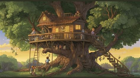 An Artwork Of A Treehouse Background, Magic Tree House Picture ...