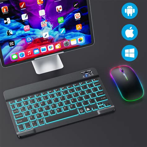Комплект беспроводной клавиатуры и мыши mini Bluetooth перезаряжаемая ...
