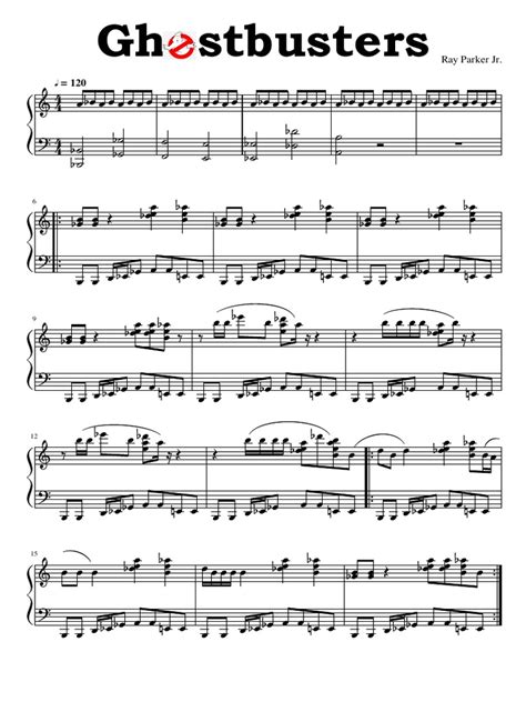 Ghostbusters Main Theme Piano Sheetmusic Pdf Leisure