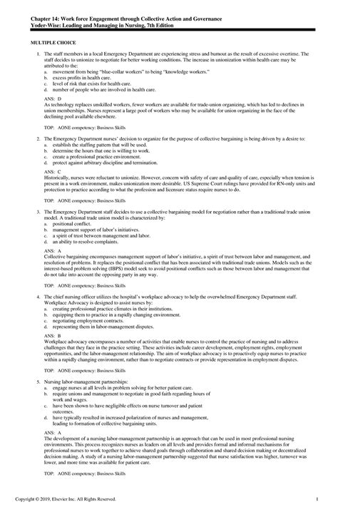 Exam View - Chapter 14 - Workforce Engagement & Collective Action Test