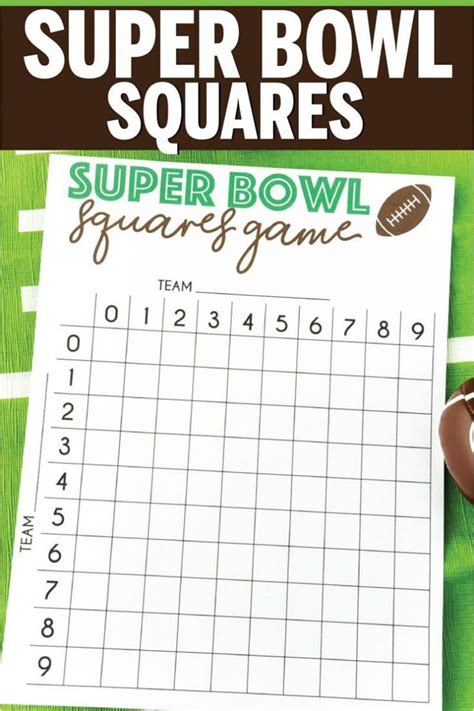 Free Printable Super Bowl Squares Template Superbowl Printable