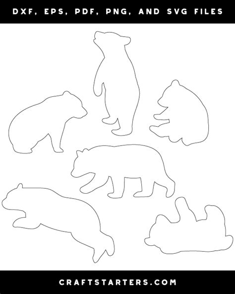 Bear Cub Outline Patterns Dfx Eps Pdf Png And Svg Cut Files