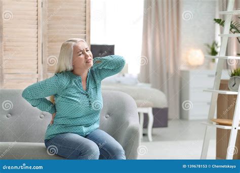 Senior Woman Suffering From Back Pain Stock Image Image Of Female