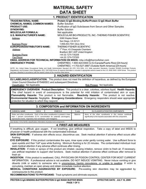 Material Safety Data Sheet Thermo Scientific Home Page