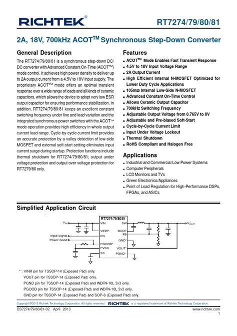 Rt7280 Richtek Converter Hoja De Datos Ficha Técnica Distribuidor