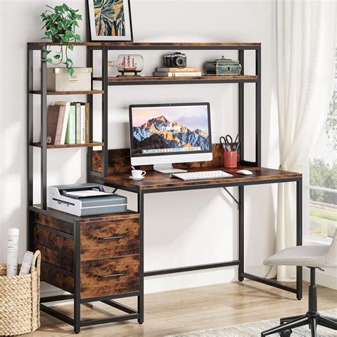 Amazon Tribesigns 55 Inch Computer Desk With 2 Drawers And Storage