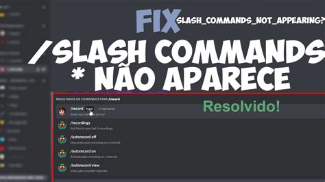 Slash commands não aparece Discord slash commands not appearing YouTube