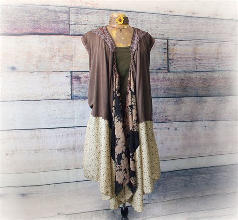 Shabby Boho Duster Vest Long Length Bohemian Tunic Women S Etsy