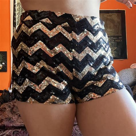 Black Gold High Waisted Performer Sequin Hot Depop