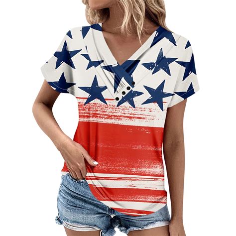 Wangxldd 4th Of July Tshirts For Women 2024 Vacation Trendy Graphic