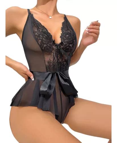 Macacão Feminino De Renda Transparente Collant Lingerie Ba Parcelamento sem juros
