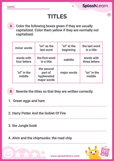 Lets Write Catchy Titles Ela Worksheets Splashlearn Worksheets
