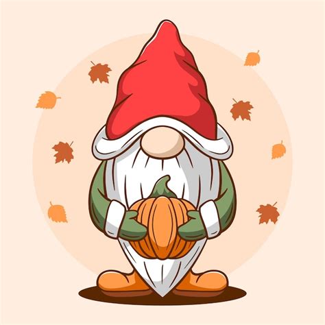 Premium Vector Hand Drawn Happy Thanksgiving Gnome With Pumpkin