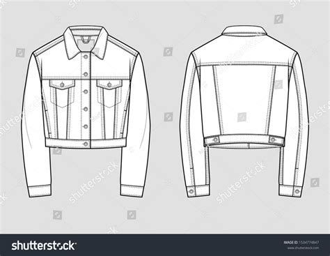 Stylish Denim Jacket Technical Sketch Vector 库存矢量图（免版税）1534774847