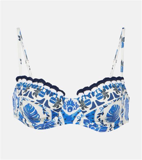 Tile Dream Printed Bikini Top In Multicoloured Farm Rio Mytheresa