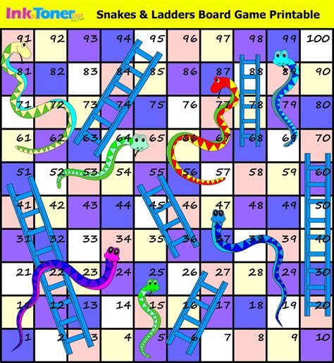 Snakes And Ladders Board Game Template Printable - Free Printable