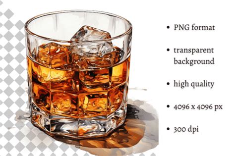 Watercolor Glass Of Whiskey Clipart Graphic By Mashmashstickers