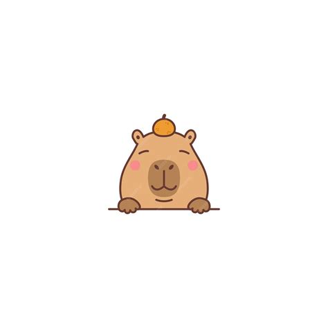 Premium Vector Cute Capybara With Orange On Head Cartoon Vector