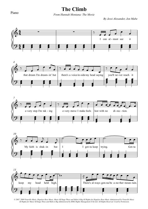 The Climb Arr Wesley S Silva By Miley Cyrus Sheet Music For Piano