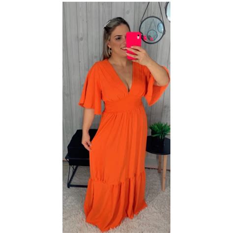 Vestido Longo Manga Flare Shopee Brasil