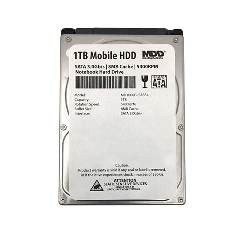 MDD 1TB 5400RPM 8MB Cache 9.5mm 2.5" SATA 3.0Gb/s Notebook / Laptop ...