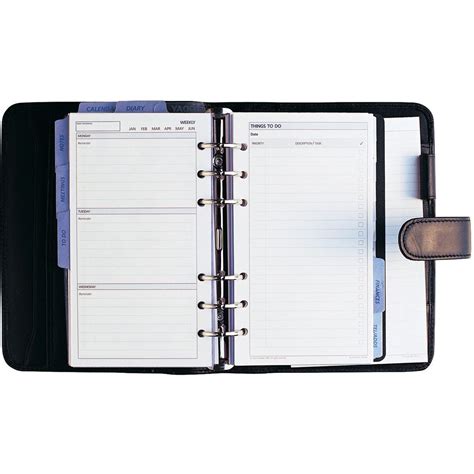 debden dayplanner personal organiser pu snap zip closure black   mm