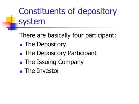 PPT - DEPOSITORY SYSTEM PowerPoint Presentation, free download - ID:533776
