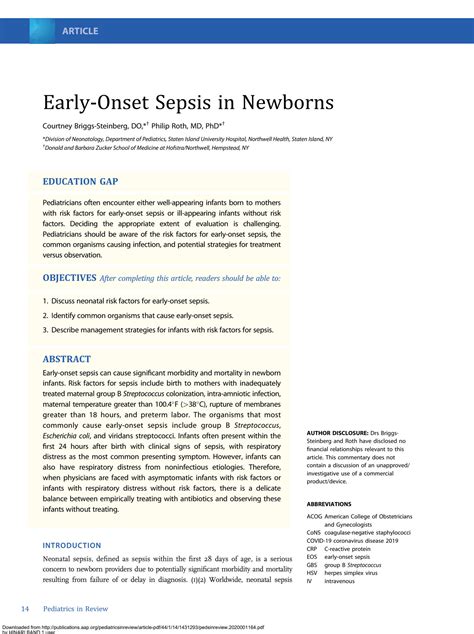 SOLUTION Early Onset Sepsis In Newborns Update Ped Rev 2023 Studypool