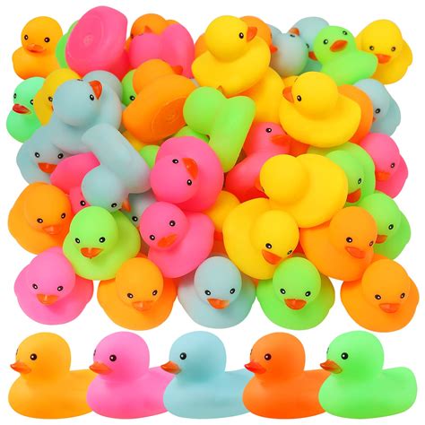 100 Pack Multicolor Mini Rubber Duck Bath Toy Colored