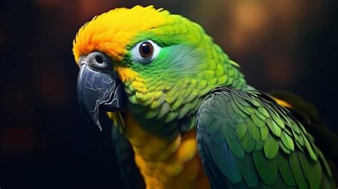 Un Loro Colorido Con Un Pico Negro Y Plumas Amarillas Y Verdes Ia