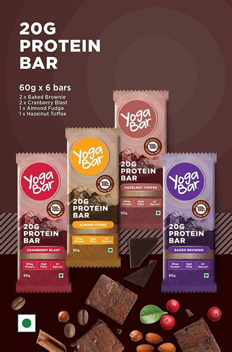 Yogabar 20 Gram Protein Bar Variety Box 6 X 60 G Pack Of 2 Whey