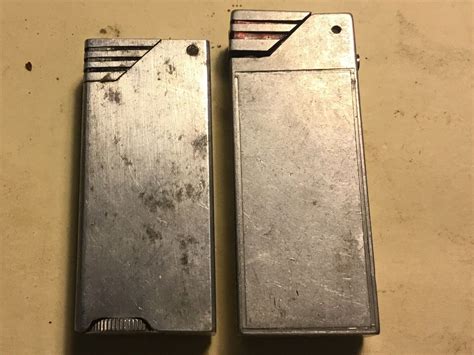 2 WWII Military Lighters Trench Art Deco Cigarette Cigar Vintage