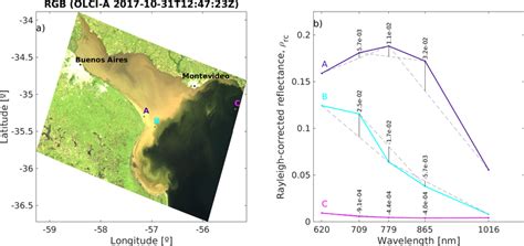 (a) RGB Composite of OLCI-A image on the Río de la Plata, OLCI-A ...