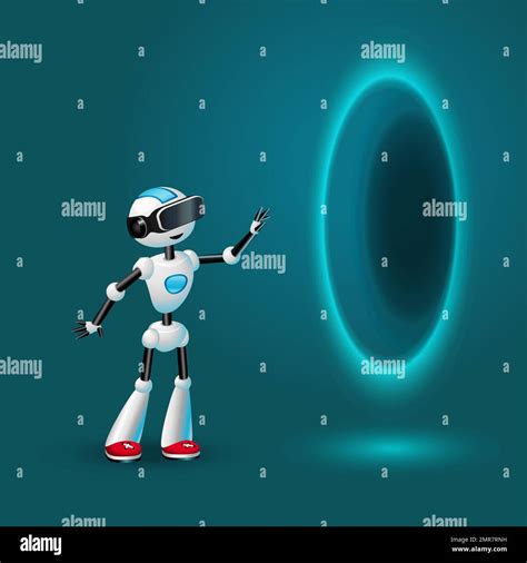 Robot wearing VR headset near teleport portal Stock Vector Image & Art ...