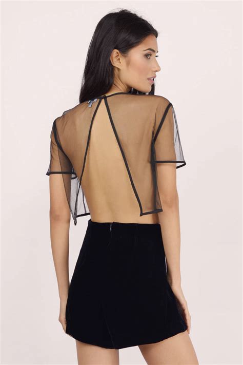 Bare It All Sheer Crop Top In Black 6 Tobi Us