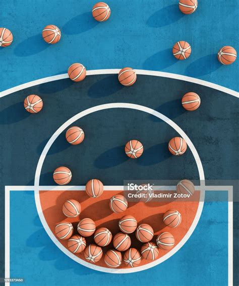 Komposisi Geometri Olahraga Abstrak Latar Belakang Poster Lapangan Basket Render 3d Foto Stok