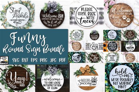 Funny Round Sign Bundle Round Svg File Graphic By Oldmarketdesigns